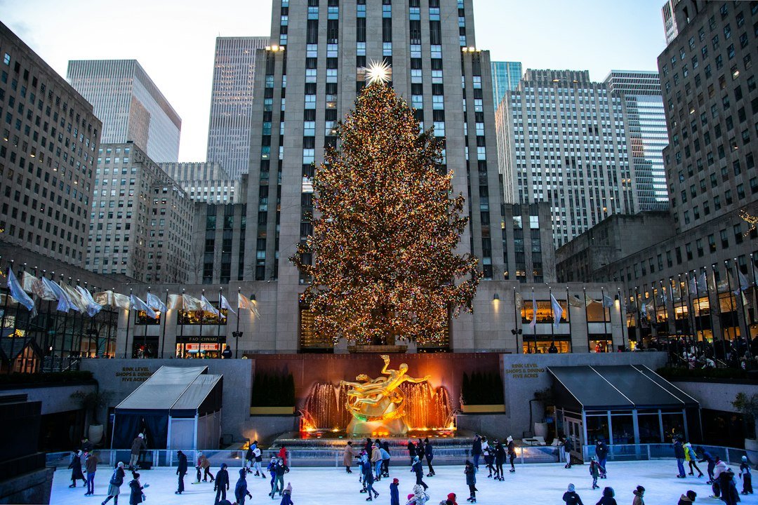 Christmas decorations in a major United States city